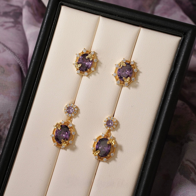 Lilac Butterfly Drop Earrings