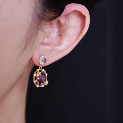 Lilac Butterfly Drop Earrings