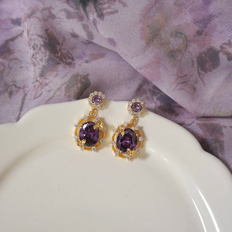 Lilac Butterfly Drop Earrings