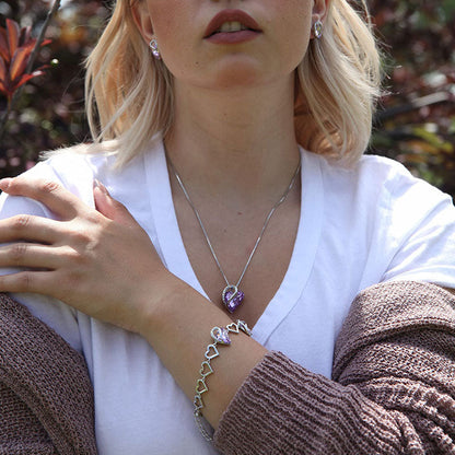 Love Heart Birthstone Healing Energy Necklace Pendant