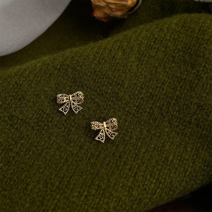 Lovelace Bow Earrings in Gold