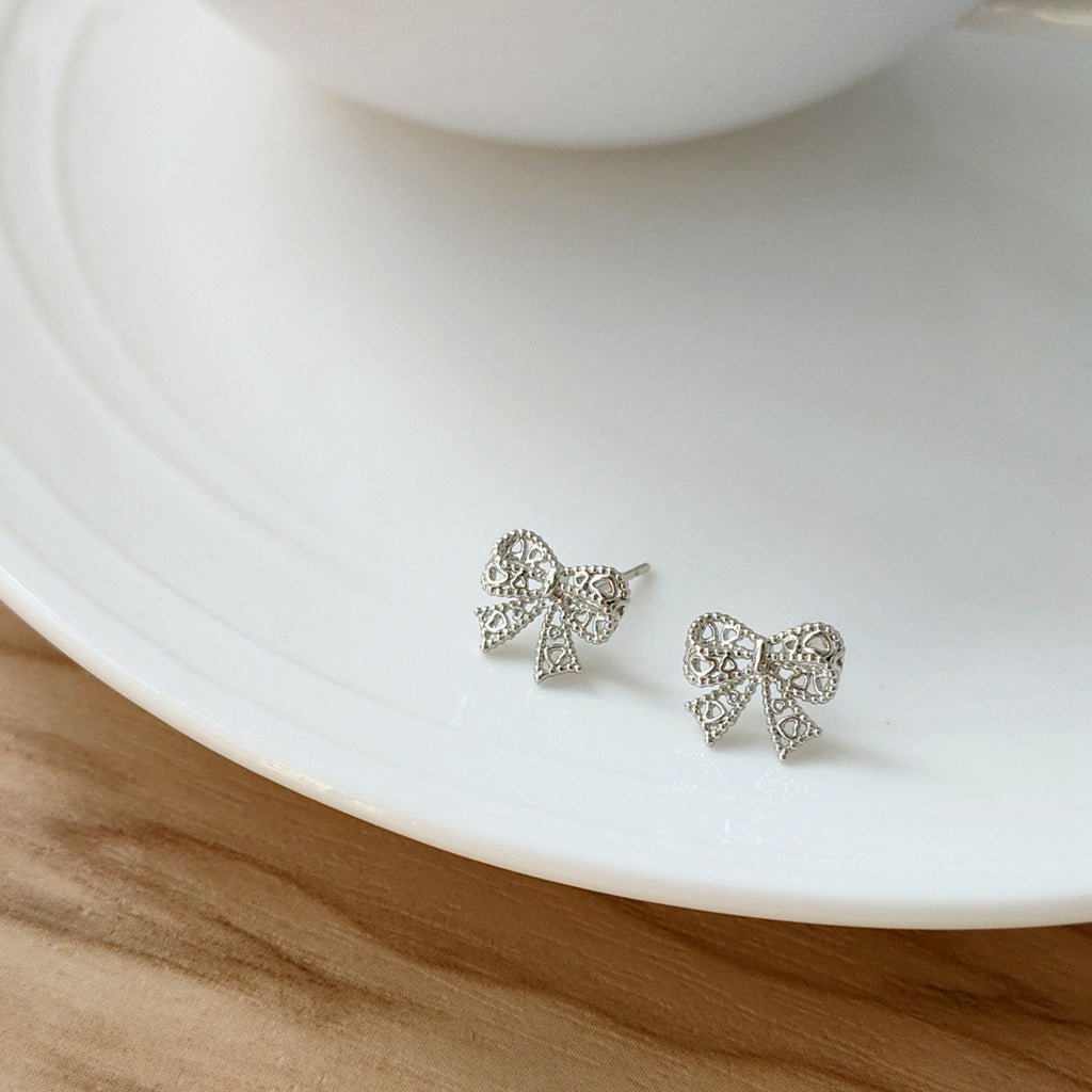 Lovelace Bow Earrings in Silver
