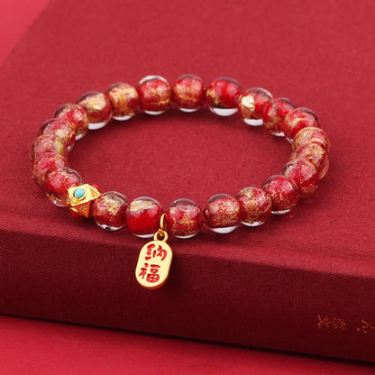 Lucky Incense Ash Liuli Glass Spiritual Charm Bracelet