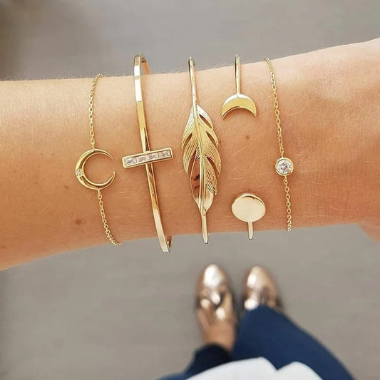 Celestial Harmony Crystal Bracelet Set (5pcs)
