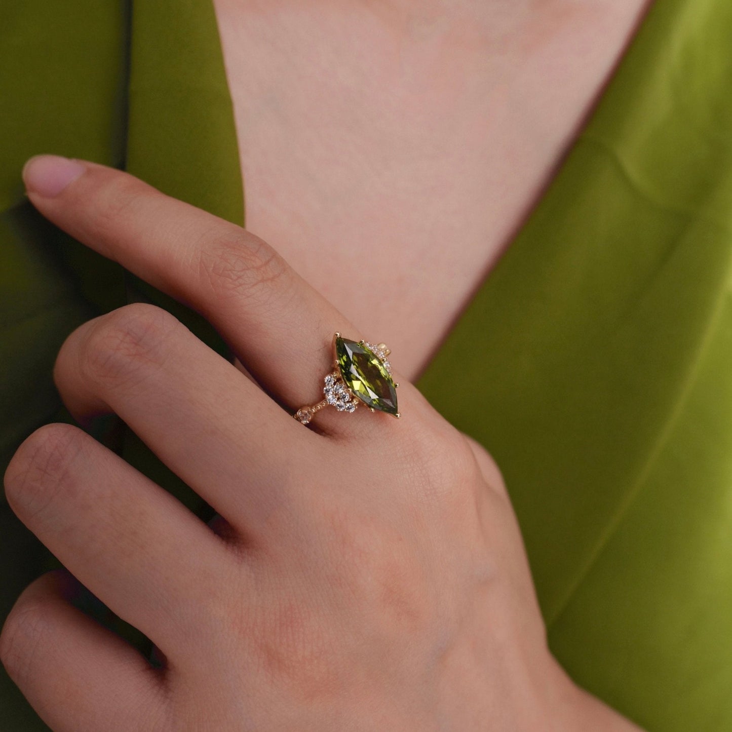 Marquise Peridot Ring