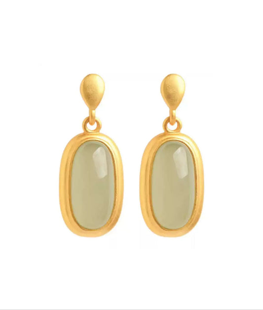 Jade Elegance Silver Drop Earrings