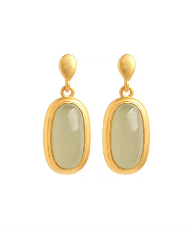 Jade Elegance Silver Drop Earrings
