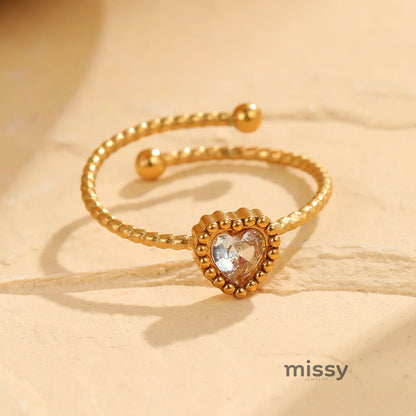 Gisselle Retro Heart Open Ring
