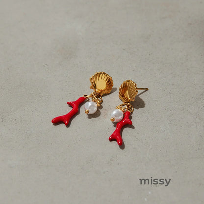 Jasper Cross Pearl Drop Earrings
