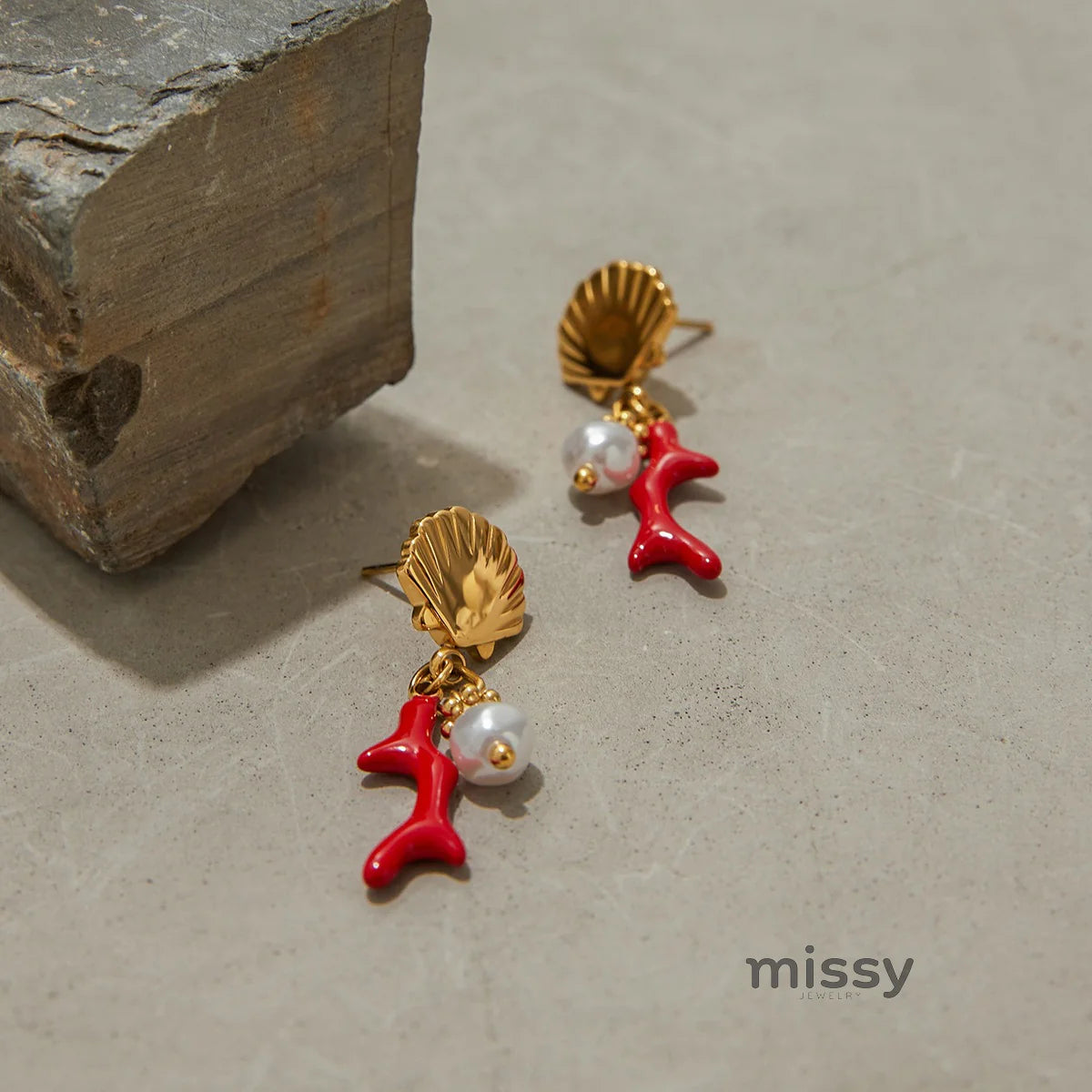 Jasper Cross Pearl Drop Earrings