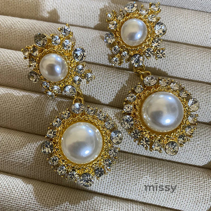 Jemimah Pearl Diamond Drop Earrings