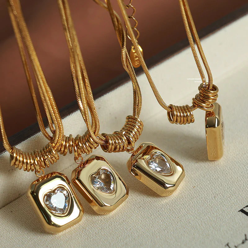 Makeda Layered Heart Snake Necklace