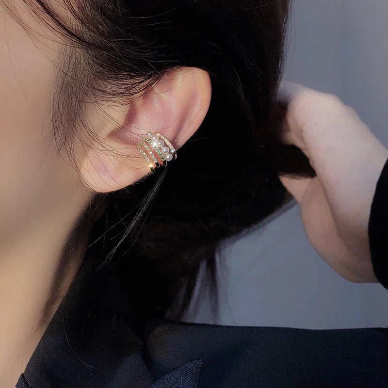 Multi-layer Pearl Zircon Ear Cuffs