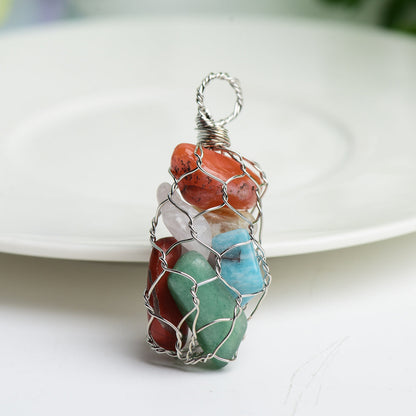 Mixed Crystal Chips Chakra Pendant | Spiritual Healing Necklace
