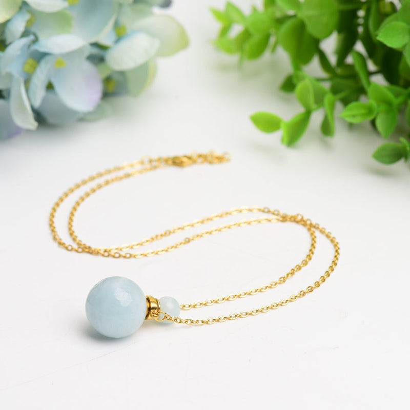 Mixed Crystal Healing Necklace With Gold Perfume Bottle Pendant