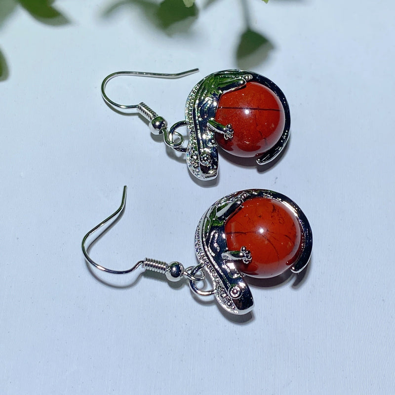 Mixed Crystal Lizard Earrings With Healing Stones 1.5 Inch