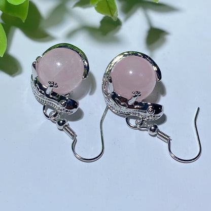 Mixed Crystal Lizard Earrings With Healing Stones 1.5 Inch