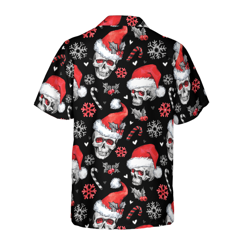 Christmas Skull with Candy Canes Christmas Hawaiian Shirt, Skull Christmas Hawaiian Shirt for Men