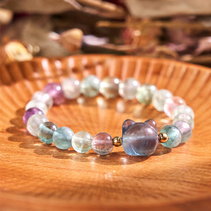 Multi-stone Crystal Cat Head Bracelet for Healing