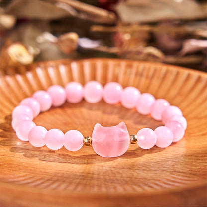 Multi-stone Crystal Cat Head Bracelet for Healing
