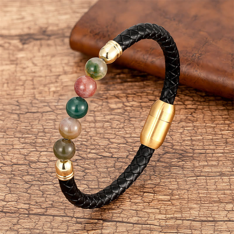 Multi-stone Protection Leather Bracelet
