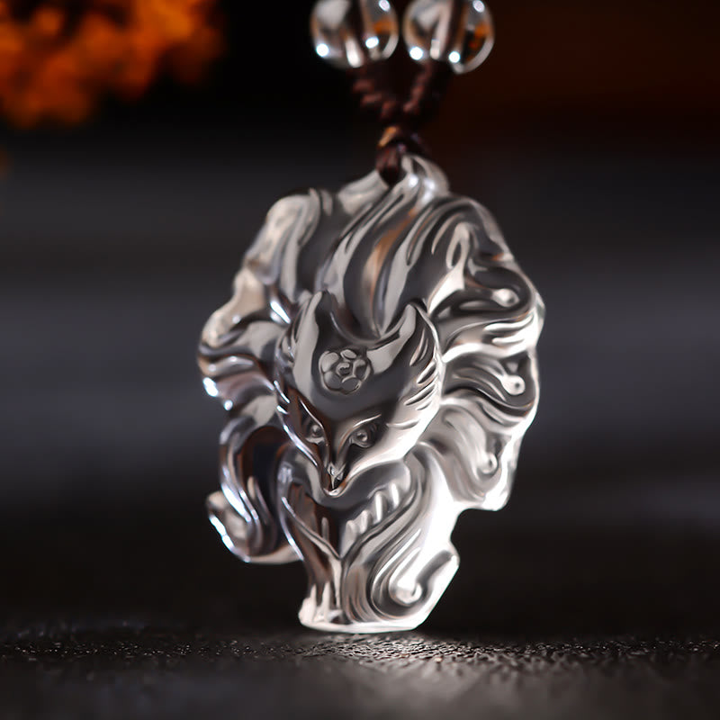 Natural Amethyst Nine Tailed Fox Luck Necklace