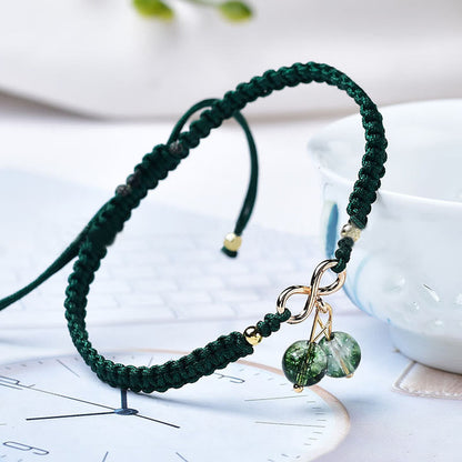 Natural Strawberry Quartz Amethyst Green Phantom Bracelet for Positive Energy