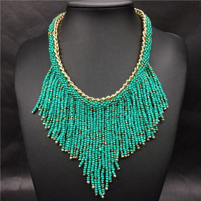 Long Tassel Beads Choker Necklace