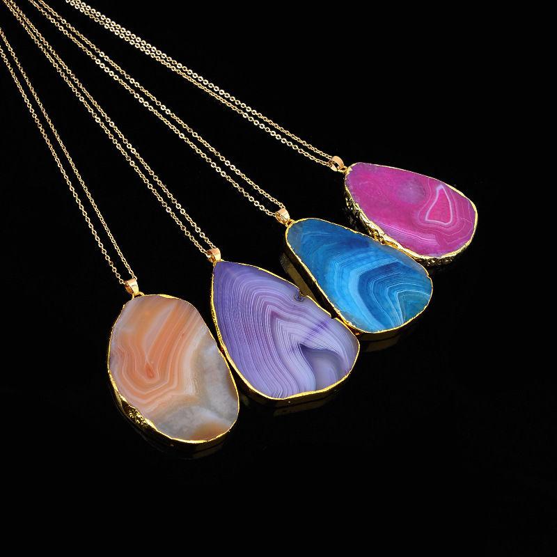 Colorful Irregular Shaped Agate Necklace