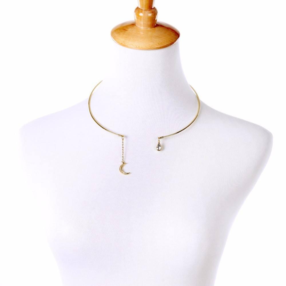 Enchanted Moon & Crystal Drop Necklace