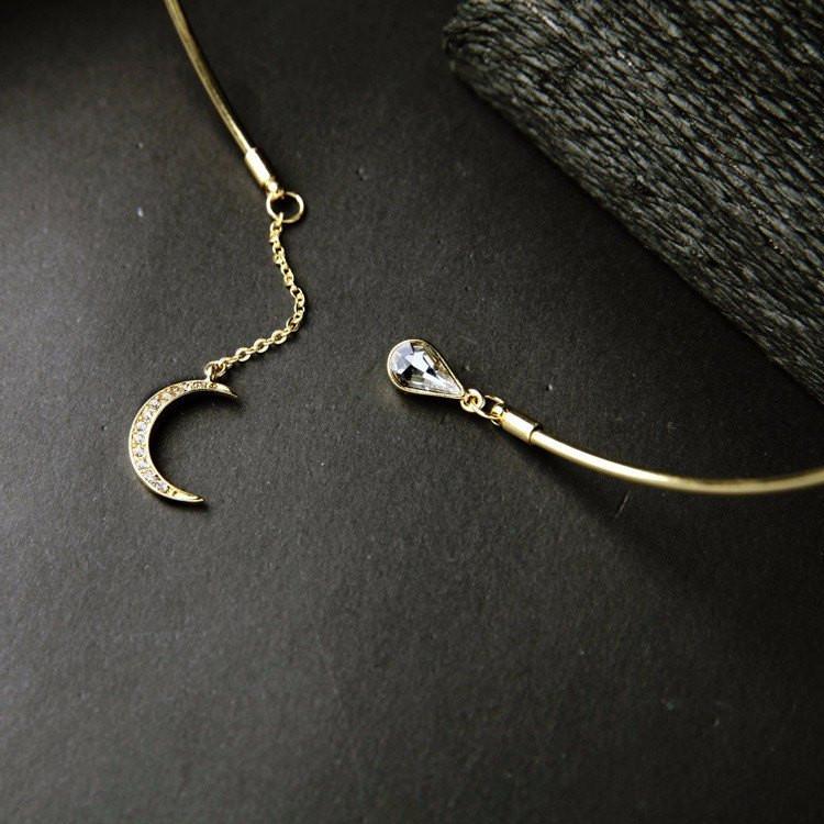 Enchanted Moon & Crystal Drop Necklace