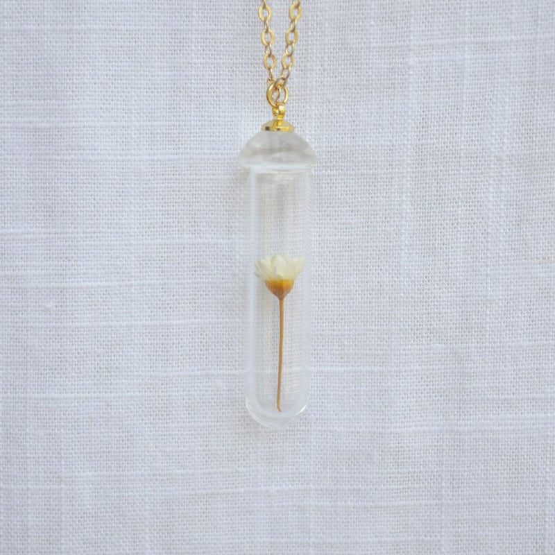 Daisy Flower in Glass Long Necklace