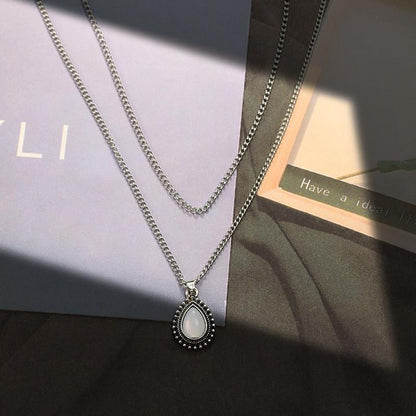 Double Layer Water Drop Opal Necklace