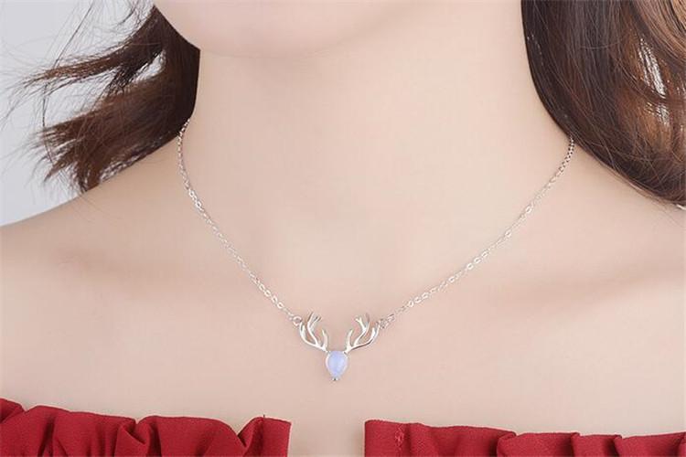 Elk Moonstone Sterling Silver Necklace