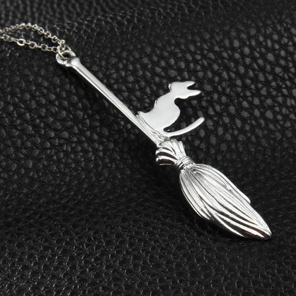 Flying Witch Cat Necklace