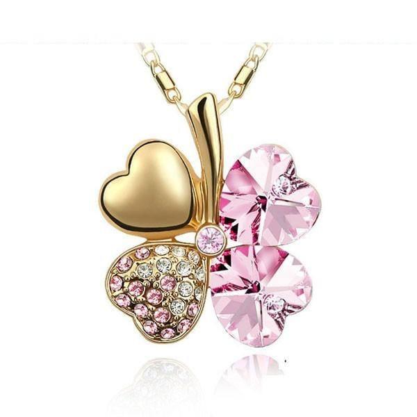 Four Leaves Clover Heart Necklace