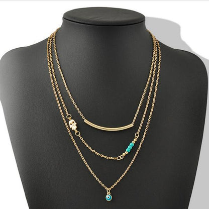 Hamsa Necklace Kabbalah - Hamsa & Evil Eye Bead, Turquoise Pendant & Necklace