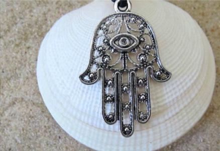 Hamsa Necklace Kabbalah - Silver Chain Necklace - Protection & Good Luck Charm