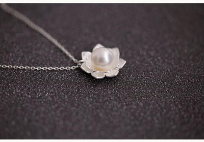 Lotus Pearl Sterling Silver Necklace