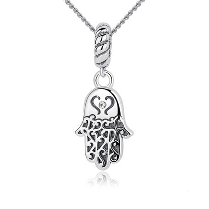 Lucky Hamsa Hand Silver Necklace