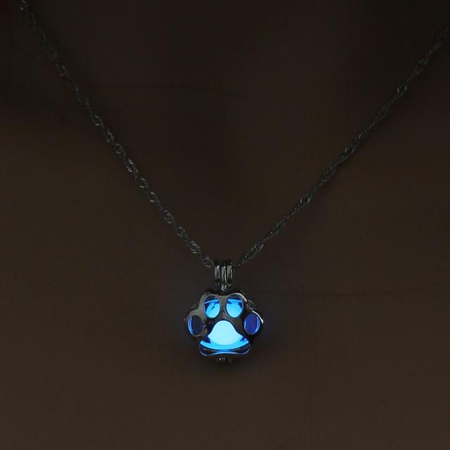 Magical Glow in the Dark Dog Paw Necklace