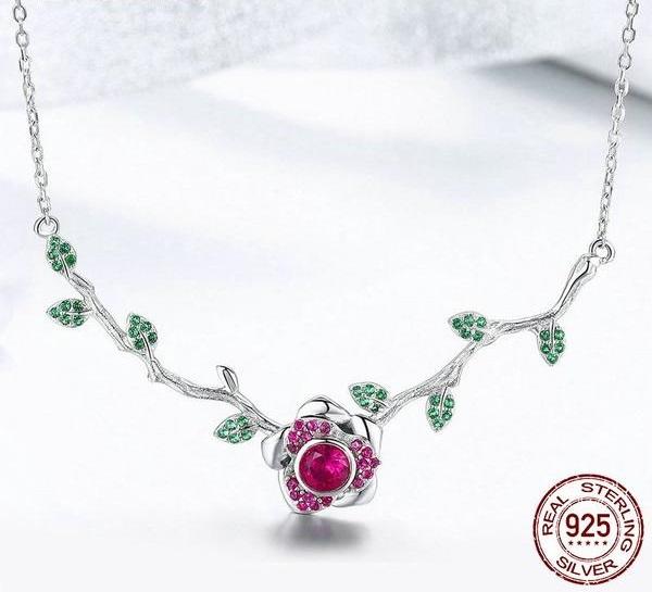 Majestic Rose Silver Necklace