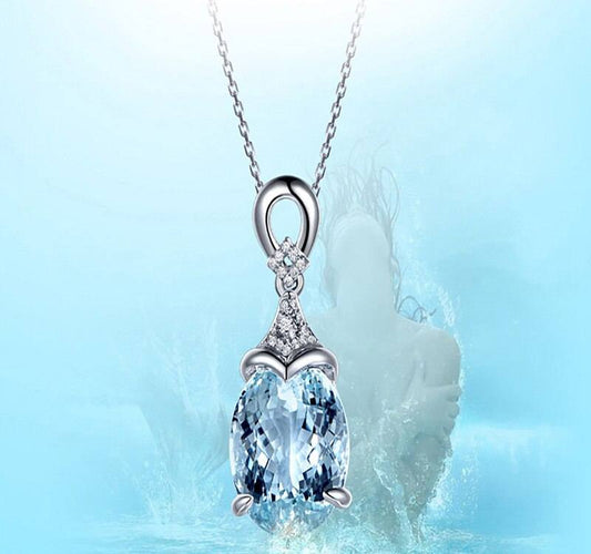 Mermaid Aquamarine Silver Necklace
