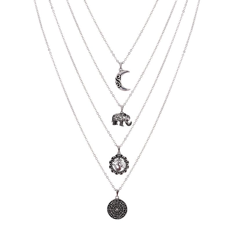Moon Elephant Multilayer Necklace