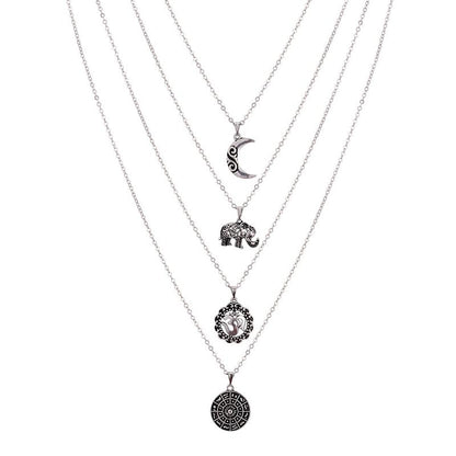 Moon Elephant Multilayer Necklace