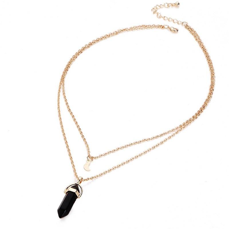 Natural Healing Stone Moon Necklace