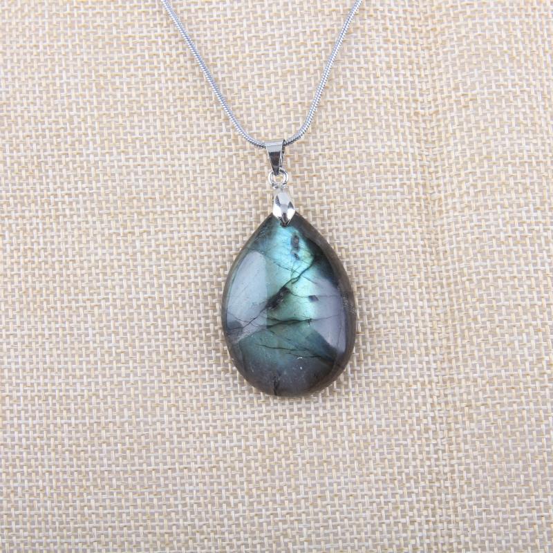 Natural Labradorite Stainless Steel Necklace