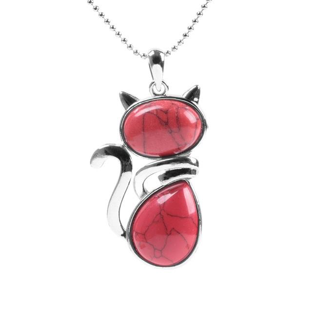 Natural Stone Cat Necklace
