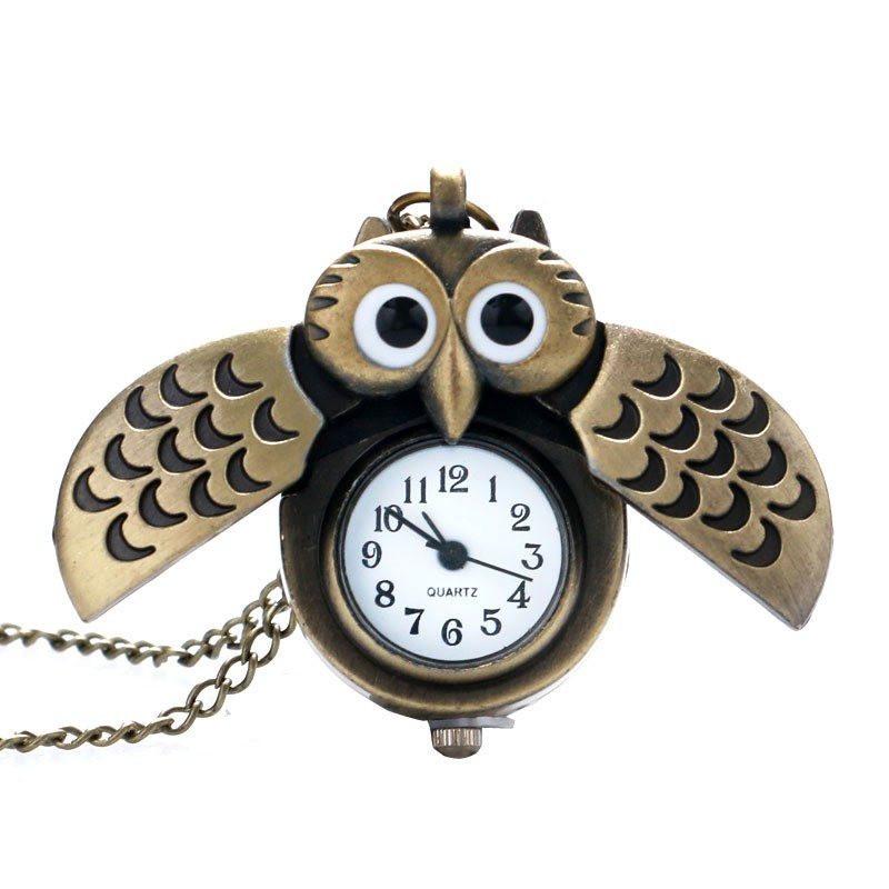 Owl Pocket Watch Long Necklace