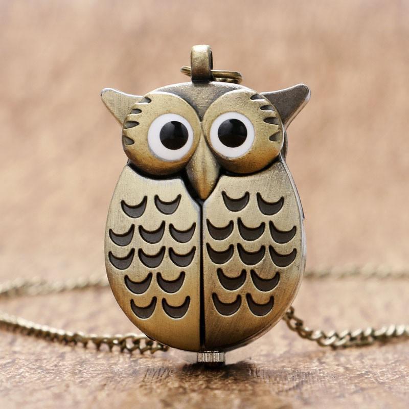 Owl Pocket Watch Long Necklace